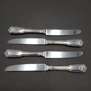TOWLE Stainless Dinner Knife London Shell Flatware JAPAN Set 4 Pcs Vtg